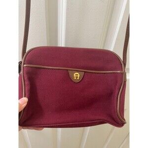 vintage Etienne Aigner Red Crossbody Purse 9" x 6" Canvas Cotton